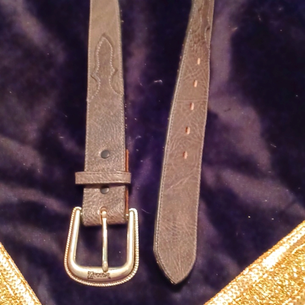 Nocona Brown Leather Western Belt with Gold Buckle